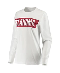 Women's Pressbox White Oklahoma Sooners Big Block Whiteout Long Sleeve T-shirt
