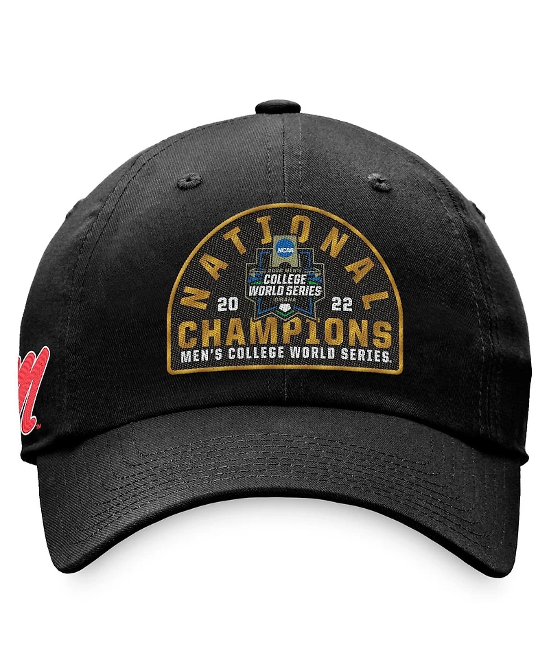 Men's Top of the World Black Ole Miss Rebels 2022 Ncaa Men's Baseball College World Series Champions Locker Room Crew Adjustable Hat