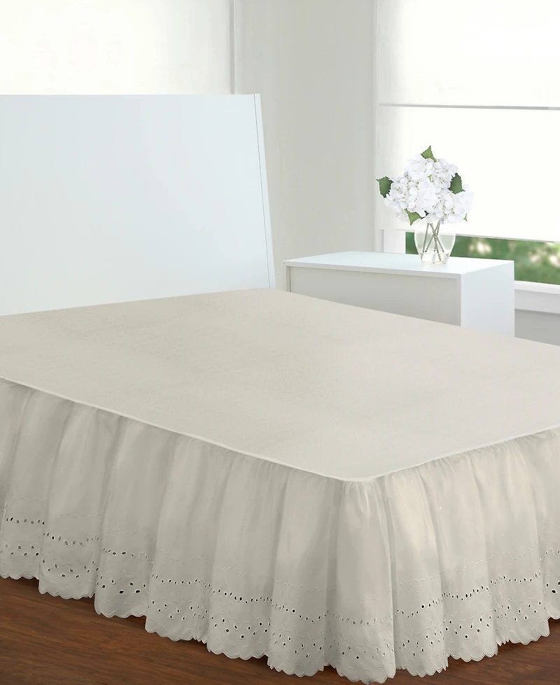 Fresh Ideas Ruffled Eyelet 18" Drop Bed Skirt, Queen