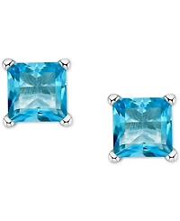 Blue Topaz Square Stud Earrings (7/8 ct. t.w.) 14k Gold