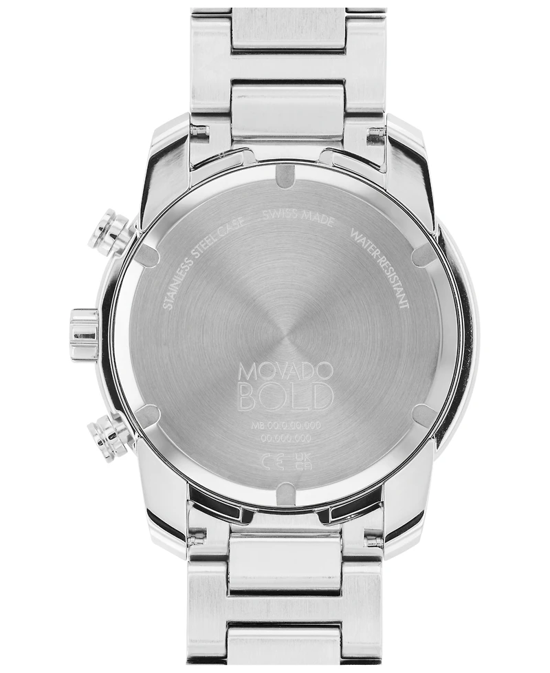 Movado Men's Bold Verso Silver-Tone Stainless Steel Bracelet Watch 44mm