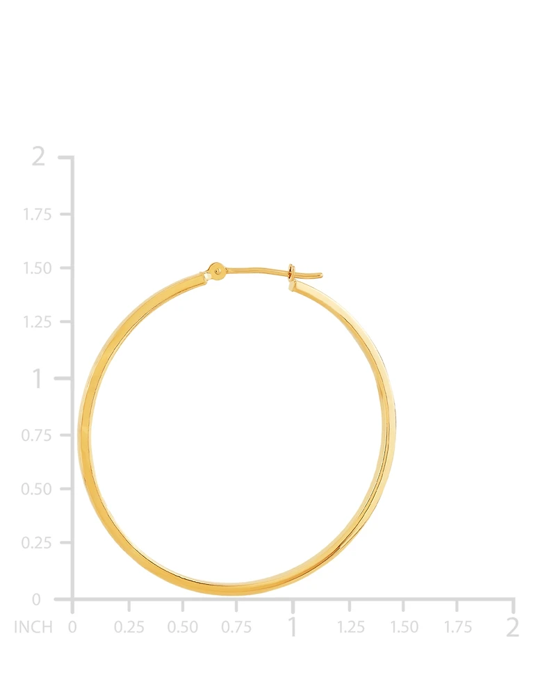Medium Flat-Edge Hoop Earrings 10k Gold (Also White Gold), 1-1/2"