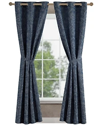 Jessica Simpson Groovy Paisley Textured Blackout Grommet Window Curtain Panel Pair with Tiebacks, 38" x 96"