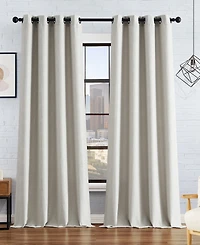 Lucky Brand Ember Thermal Woven Room Darkening Grommet Window Curtain Panel Pair with Tiebacks