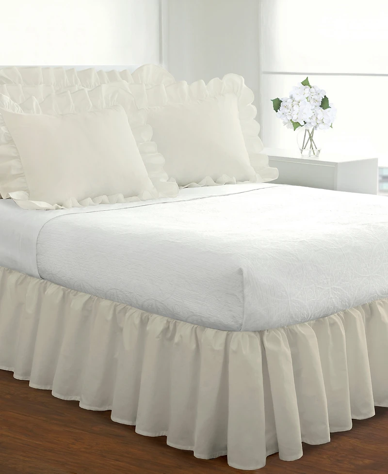 Fresh Ideas Ruffled Poplin Bed Skirt, Queen