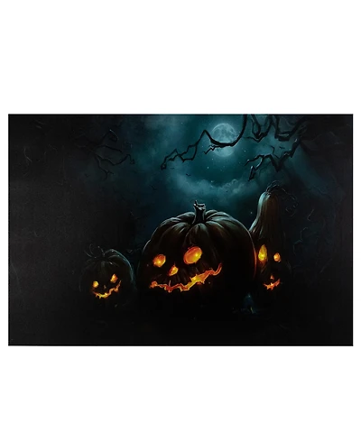 Led Lighted Spooky Halloween Jack-o-Lanterns Canvas Wall Art, 23.5" x 15.75"