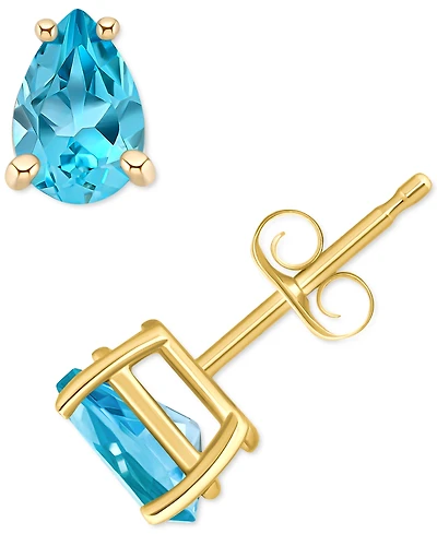 Blue Topaz Pear Stud Earrings (1 ct. t.w.) 14k Gold