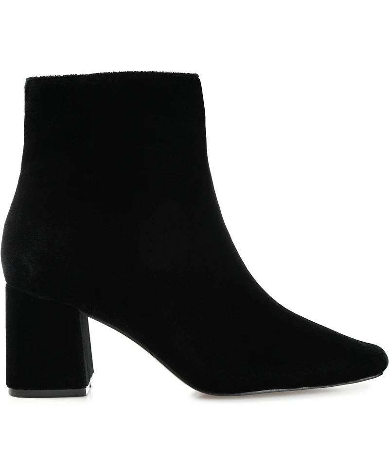 Journee Collection Women's Hazara Velvet Block Heel Dress Booties