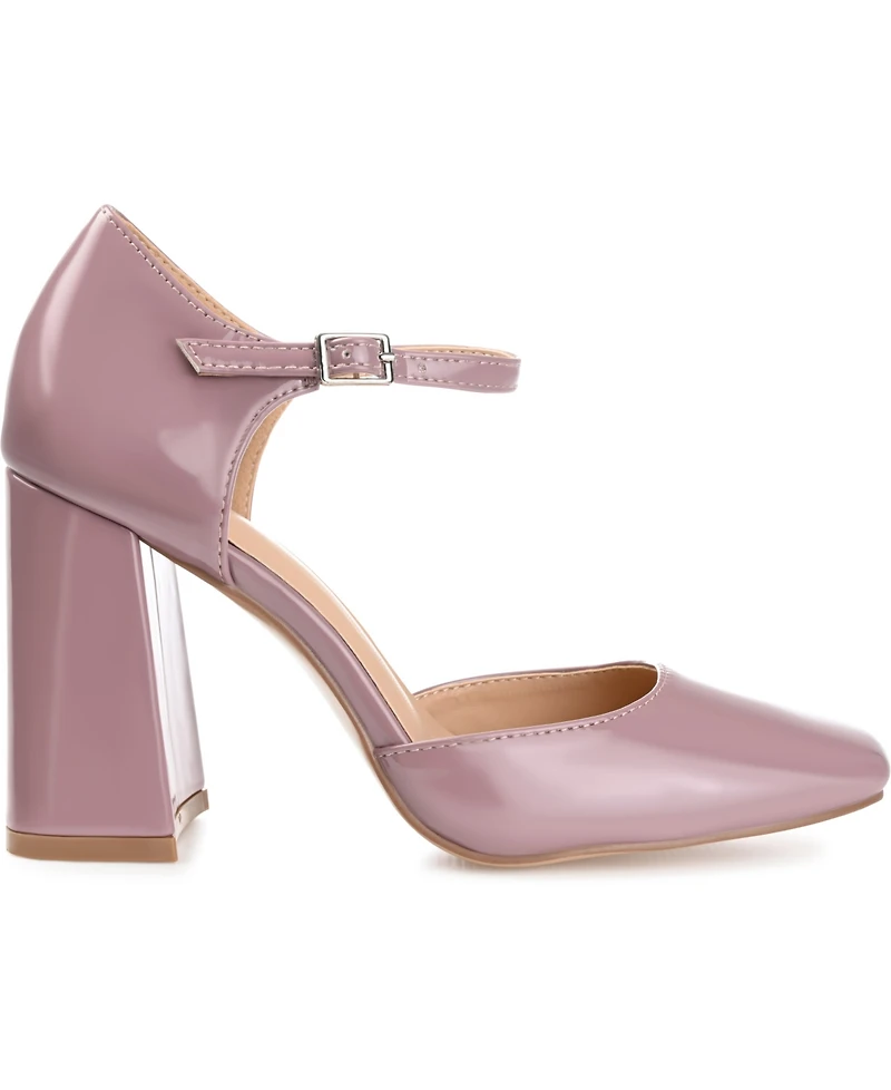 Journee Collection Women's Hesster Block Heel Ankle Strap Pumps