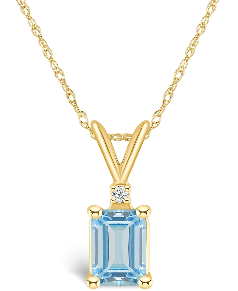 Aquamarine (7/8 ct. t.w.) and Diamond Accent Pendant Necklace 14K Yellow Gold or White