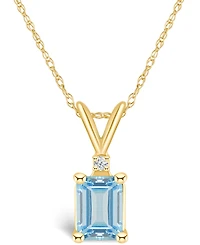 Aquamarine (7/8 ct. t.w.) and Diamond Accent Pendant Necklace 14K Yellow Gold or White