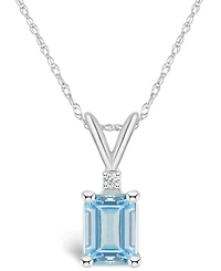 Aquamarine (7/8 ct. t.w.) and Diamond Accent Pendant Necklace 14K Yellow Gold or White