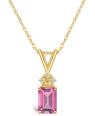 Pink Topaz (1-1/3 ct. t.w.) and Diamond Accent Pendant Necklace in 14K Yellow Gold or 14K White Gold