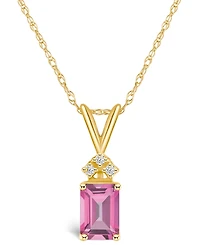 Pink Topaz (1-1/3 ct. t.w.) and Diamond Accent Pendant Necklace in 14K Yellow Gold or 14K White Gold