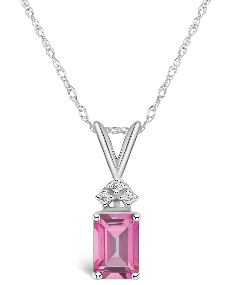 Pink Topaz (1 ct. t.w.) and Diamond Accent Pendant Necklace in 14K White Gold or 14K Yellow Gold