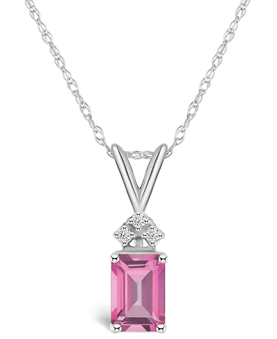 Pink Topaz (1 ct. t.w.) and Diamond Accent Pendant Necklace in 14K White Gold or 14K Yellow Gold