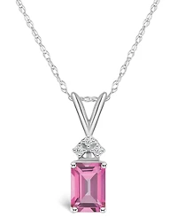 Pink Topaz (1 ct. t.w.) and Diamond Accent Pendant Necklace in 14K White Gold or 14K Yellow Gold