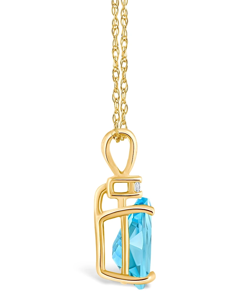 Blue Topaz (1-3/8 ct. t.w.) and Diamond Accent Pendant Necklace 14K Yellow Gold or White