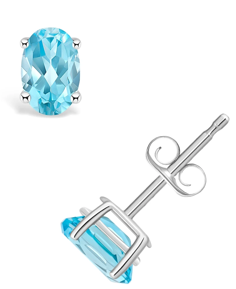 Blue Topaz (1-1/6 ct. t.w.) Stud Earrings 14K Yellow Gold or White