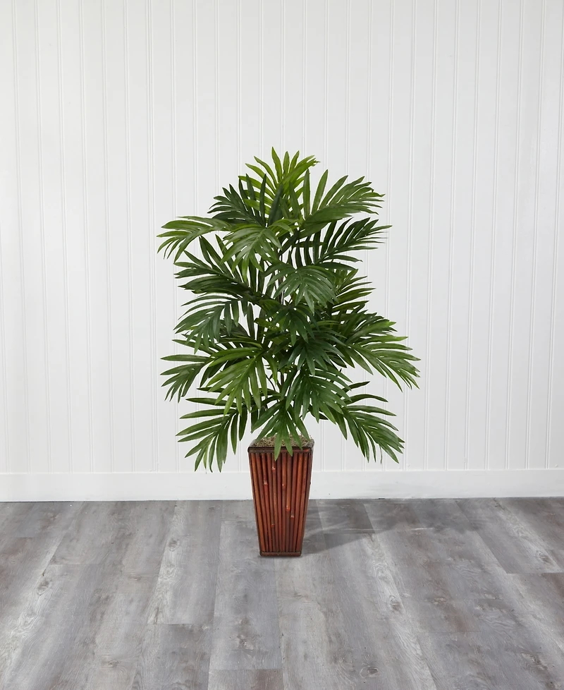 Nearly Natural Areca Palm w/ Bamboo Vase Silk Plant