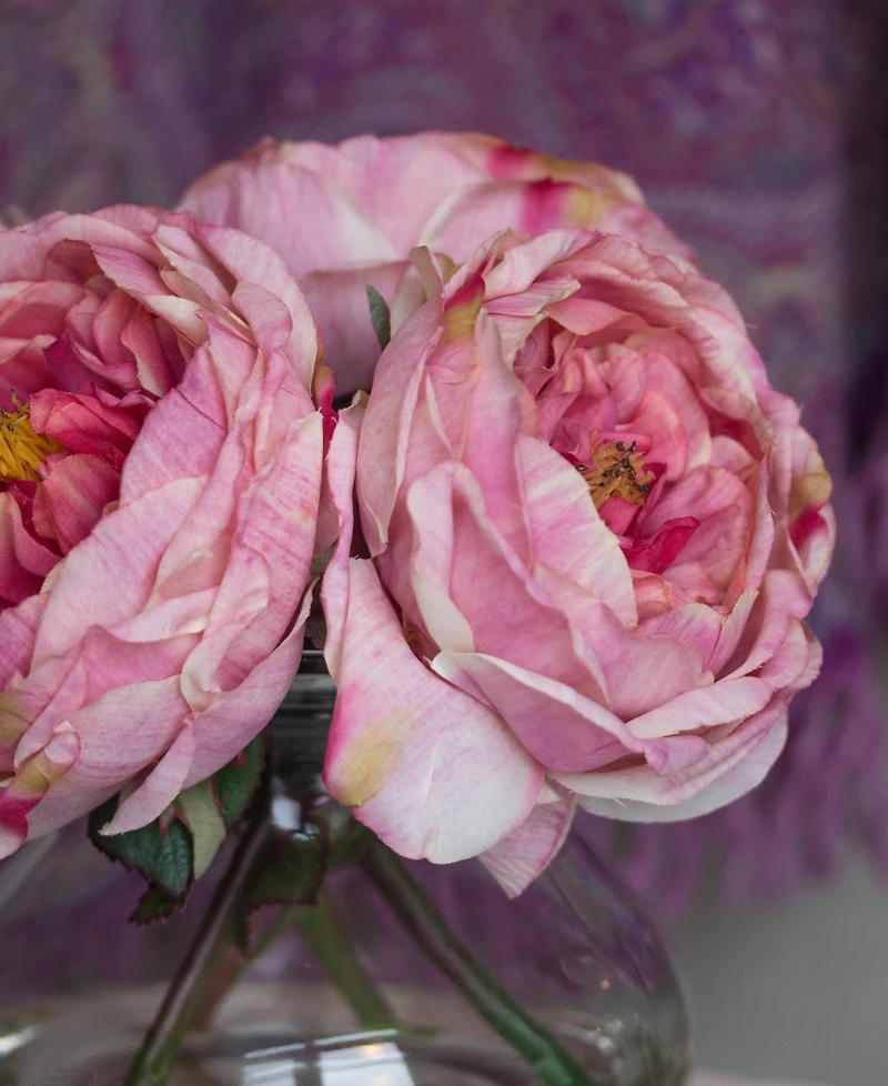 Nearly Natural Fancy Pink Rose Arrangement with Vase