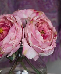 Nearly Natural Fancy Pink Rose Arrangement with Vase