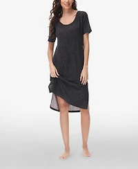 Ink+Ivy Women's Printed Short Sleeve Side Slit Sleep Dress High Point Shoulder