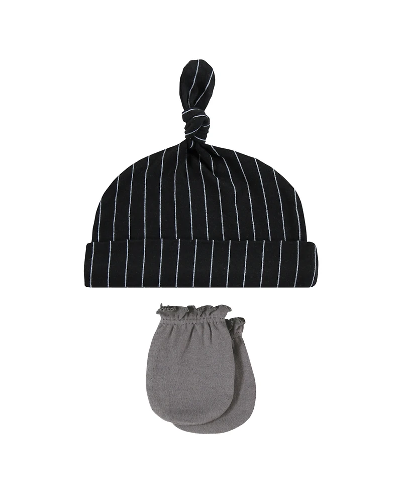 Hudson Baby Boys Essential 8-Piece Set Knotted Beanie Hats and Anti-Scratch Mitts