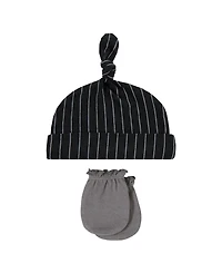 Hudson Baby Boys Essential 8-Piece Set Knotted Beanie Hats and Anti-Scratch Mitts
