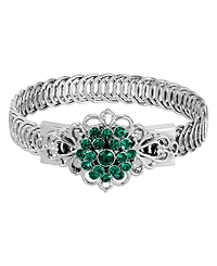 2028 Silver-Tone Emerald Green Flower Overlay Belt Bracelet