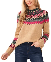 CeCe Women's Fair Isle Long Sleeve Mock Neck Sweater