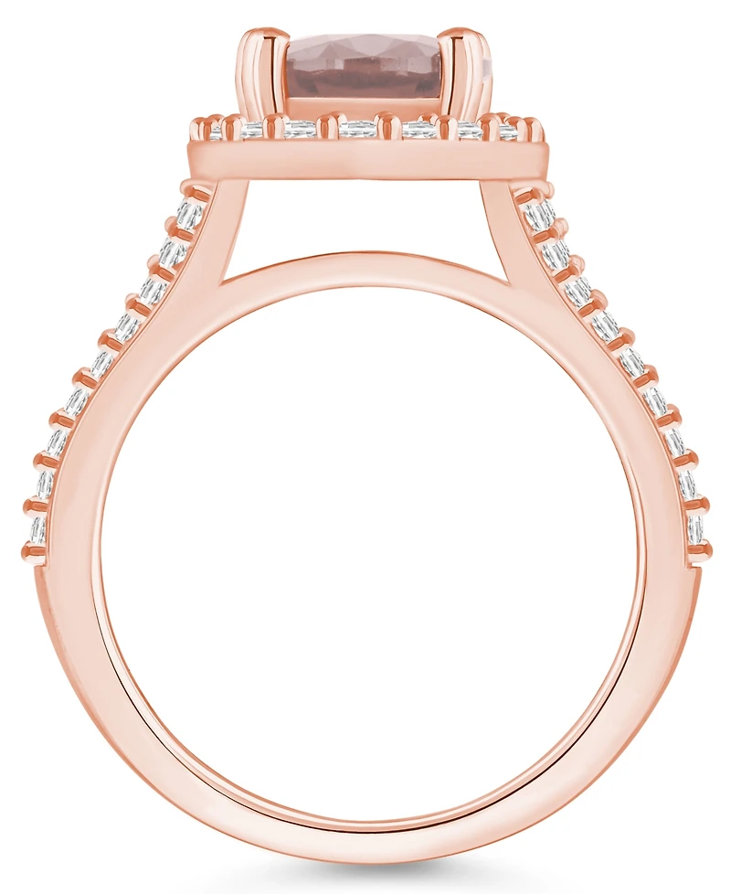 Macy's Morganite (2-1/2 ct. t.w.) and Diamond (3/4 Halo Ring 14K Rose Gold