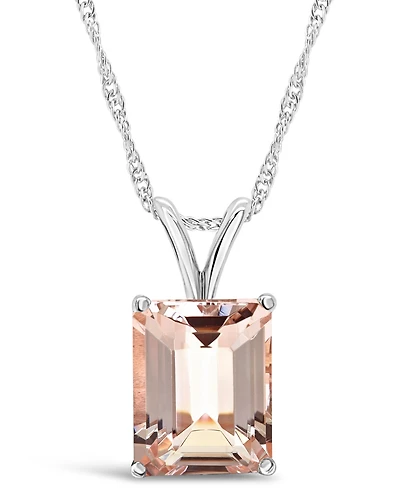 Macy's Morganite (3 ct. t.w.) Pendant Necklace in 14K White Gold