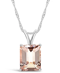 Macy's Morganite (3 ct. t.w.) Pendant Necklace in 14K White Gold