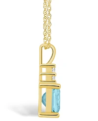 Macy's Aquamarine (2 Ct. T.w.) and Diamond (1/10 Ct. T.w.) Pendant Necklace in 14K Yellow Gold