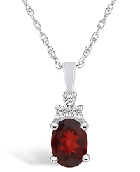 Macy's Garnet (1-1/2 Ct. T.w.) and Diamond (1/10 Ct. T.w.) Pendant Necklace in 14K White Gold