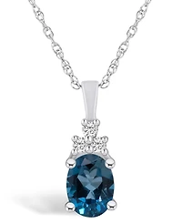 Macy's London Blue Topaz (1-5/8 Ct. T.w.) and Diamond (1/10 Ct. T.w.) Pendant Necklace in 14K Gold