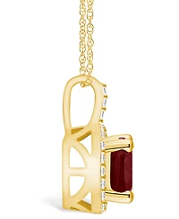 Macy's Garnet (2-3/4 Ct. T.w.) and Diamond (1/4 Ct. T.w.) Halo Pendant Necklace in 14K Yellow Gold