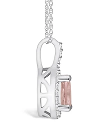 Macy's Morganite (3/4 Ct. T.w.) and Diamond (1/5 Ct. T.w.) Halo Pendant Necklace in 14K White Gold