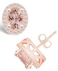 Macy's Morganite (2-1/3 ct. t.w.) and Diamond (3/8 ct. t.w.) Halo Stud Earrings in 14K Rose Gold