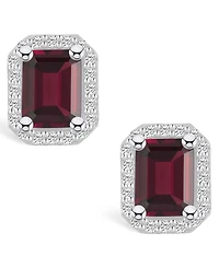 Macy's Garnet (3-7/8 ct. t.w.) and Diamond (3/8 ct. t.w.) Halo Stud Earrings in 14K Gold