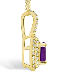 Macy's Amethyst (7/8 Ct. T.w.) and Diamond (3/8 Ct. T.w.) Halo Pendant Necklace in 14K Yellow Gold