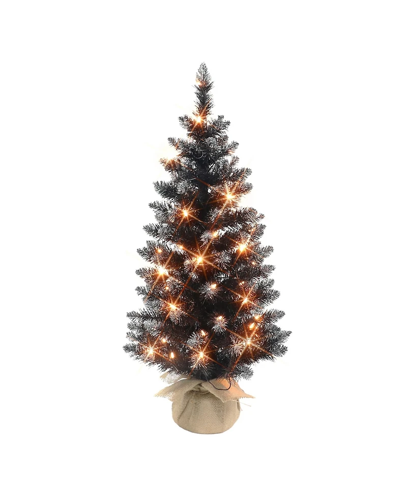Puleo 3' Pre-Lit Tree with 50 Underwriters Laboratories Clear Incandescent Lights and Burlap Base, 97 Tips