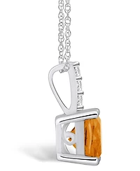 Macy's Citrine ( Ct. T.w.) and Diamond Accent Pendant Necklace in 14K Gold