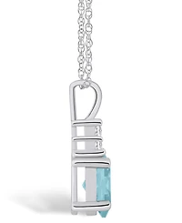 Macy's Aquamarine (1-1/7 Ct. T.w.) and Diamond (1/10 Ct. T.w.) Pendant Necklace in 14K Gold