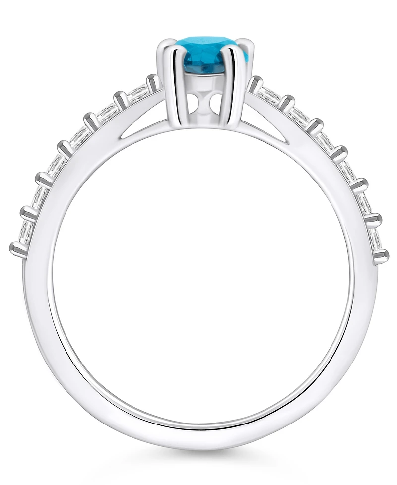 Macy's Blue Topaz (1 Ct. T.w.) and Diamond (1/3 Ring 14K White Gold