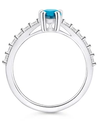 Macy's Blue Topaz (1 Ct. T.w.) and Diamond (1/3 Ring 14K White Gold