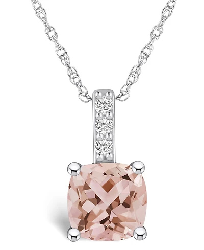 Macy's Morganite ( Ct. T.w.) and Diamond Accent Pendant Necklace in 14K Gold