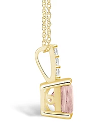 Macy's Morganite ( Ct. T.w.) and Diamond Accent Pendant Necklace in 14K Yellow Gold