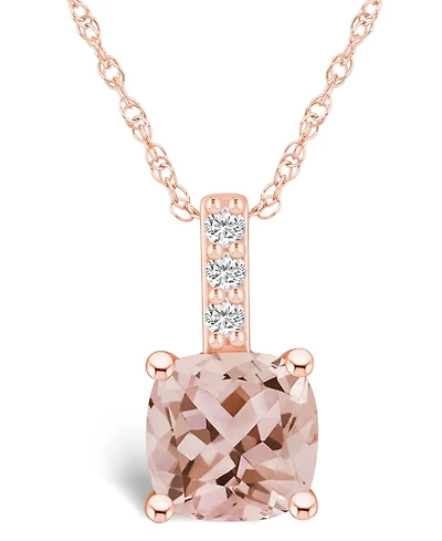 Macy's Morganite (2 Ct. T.w.) and Diamond Accent Pendant Necklace in 14K Rose Gold